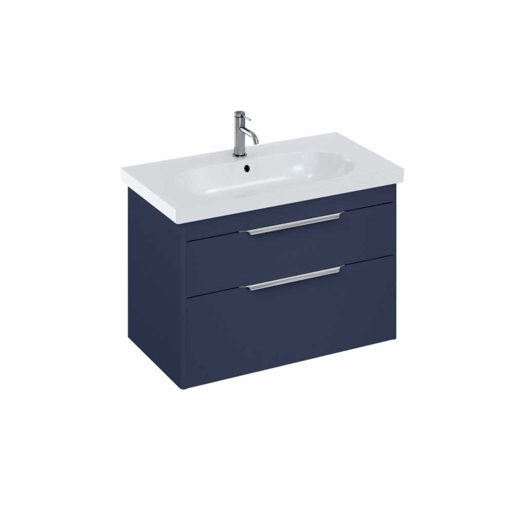 Shoreditch 85cm double drawer Matt Blue with Origin Round Basin